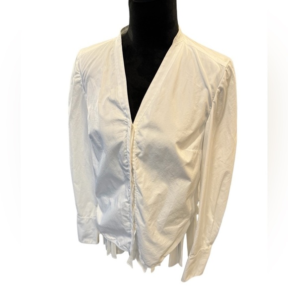 JASON WU GREY Long-Sleeve 2-in-1 Combo Poplin Top w/ Pleated Hem, Women's Size 6 - Picture 2 of 12